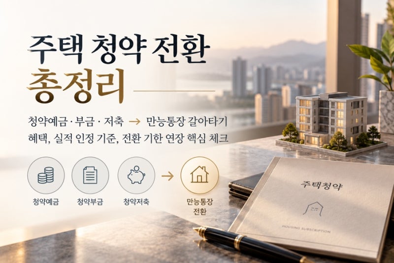 주택 청약 전환 총정리: 청약예금·부금·저축 만능통장 갈아타기 혜택, 실적 인정 기준, 전환....