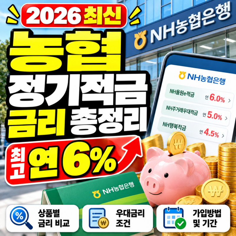 [2026 최신] 농협 정기적금 금리 총정리, 최고 연 6%는 어디?