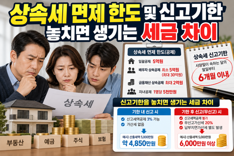 상속세 면제 한도 및 신고기한 놓치면 생기는 세금 차이