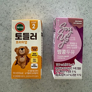 우유 알레르기 아기 두유 추천! 소미노 밤콩두유 vs 베지밀 토들러 2단계 성분 비교