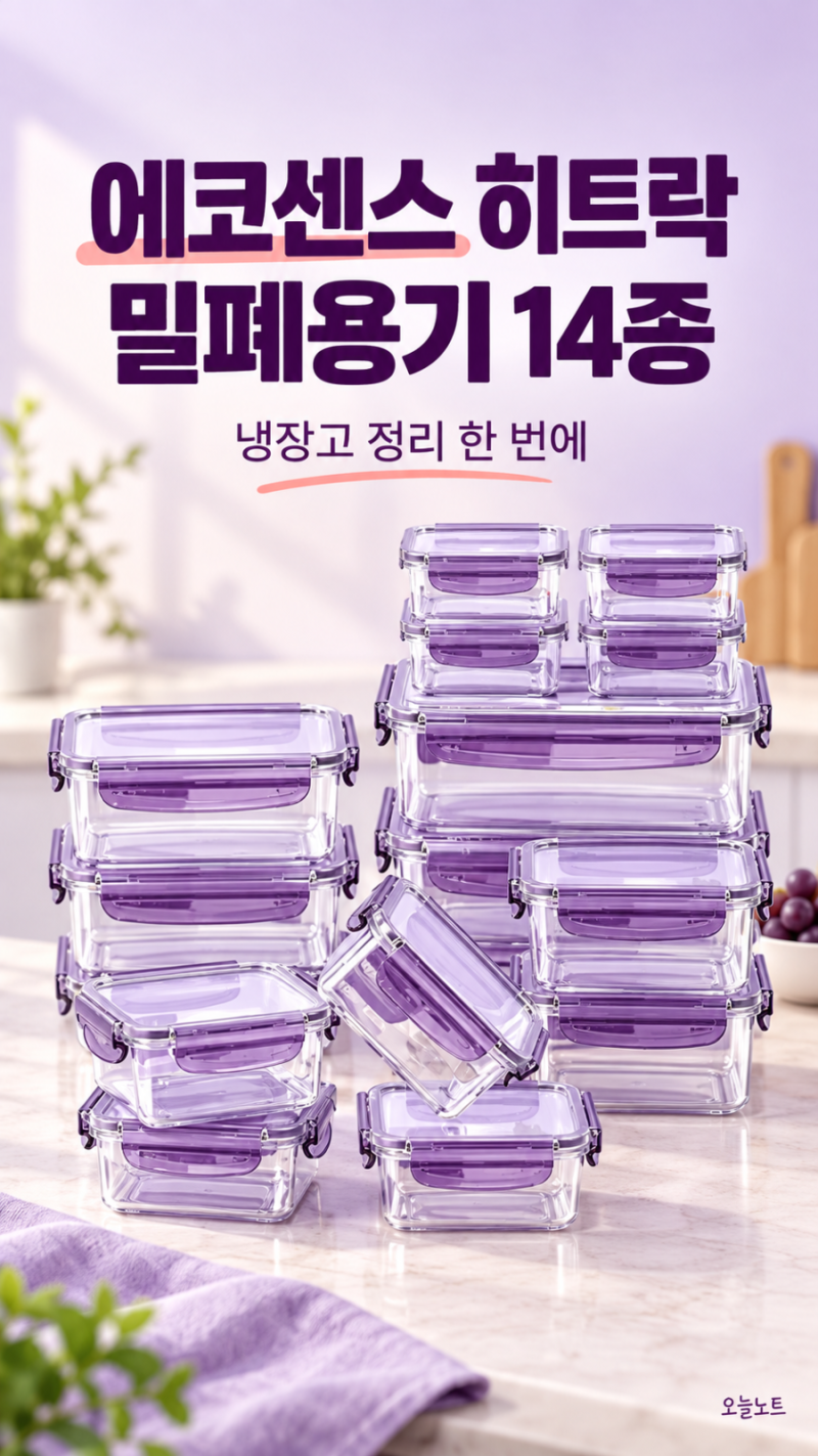 냉장고 정리 밀폐용기 세트, 에코센스 히트락 14종 구성은?｜사이즈·특징 정리
