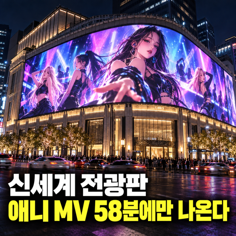 올데이프로젝트 애니 MV 신세계 전광판 상영 시간표와 배경