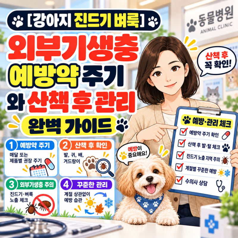 [10회차,강아지 진드기 벼룩] 외부기생충 예방약 주기와 산책 후 관리 완벽 가이드