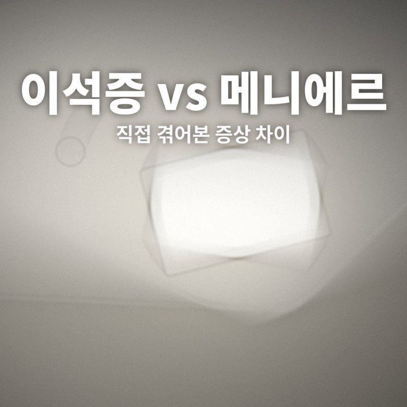 이석증 메니에르 차이 증상 치료 어지럼증 두 번 겪고 진단 바뀐 후기