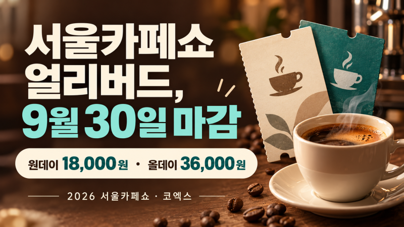 2026 서울카페쇼 얼리버드 9월 30일 마감 : 얼마 절약하고 어느 날 갈까