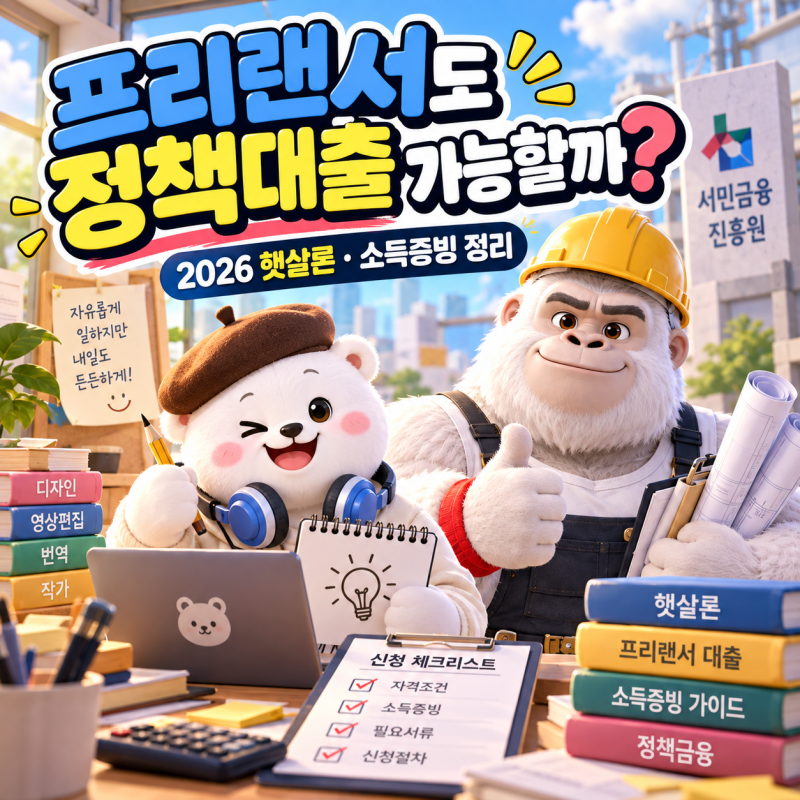 프리랜서도 정책대출 받을 수 있을까? 2026 햇살론·소득증빙 정리