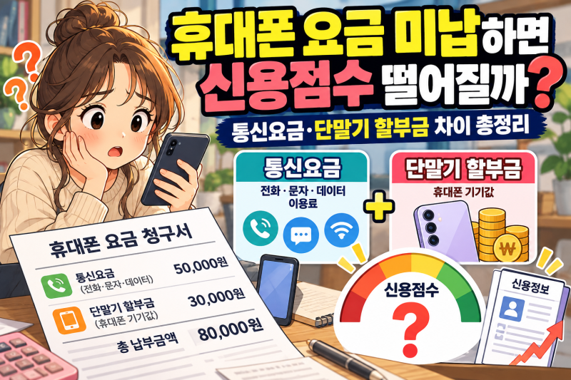 휴대폰 요금 미납하면 신용점수 떨어질까? 통신요금·단말기 할부금 차이 총정리