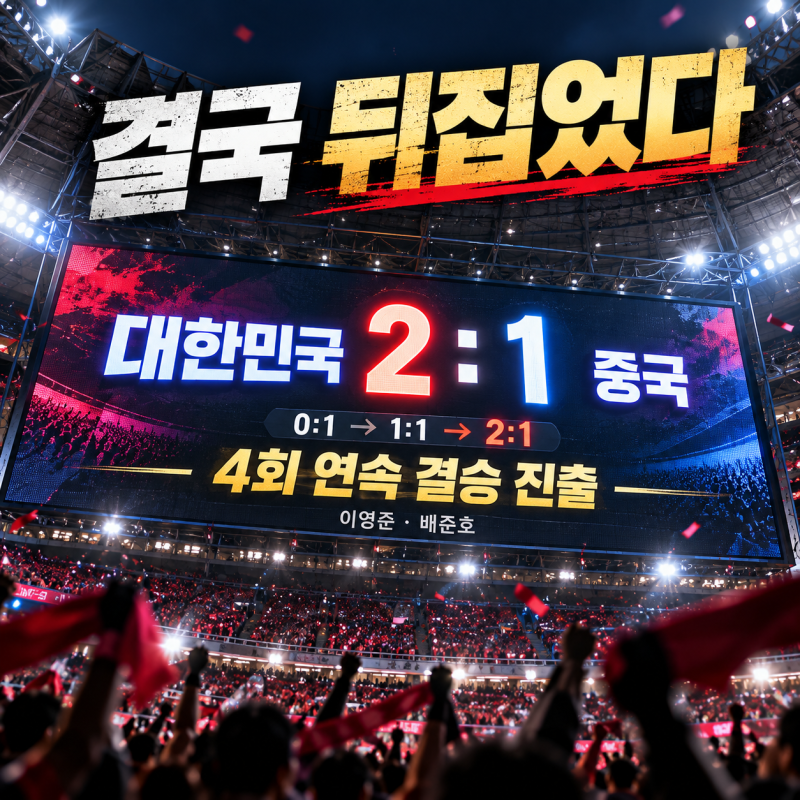 중국이 먼저 골 넣었지만 결국 한국이 웃었다｜이영준·배준호 헤더로 2-1 역전, 아시안게임 ....