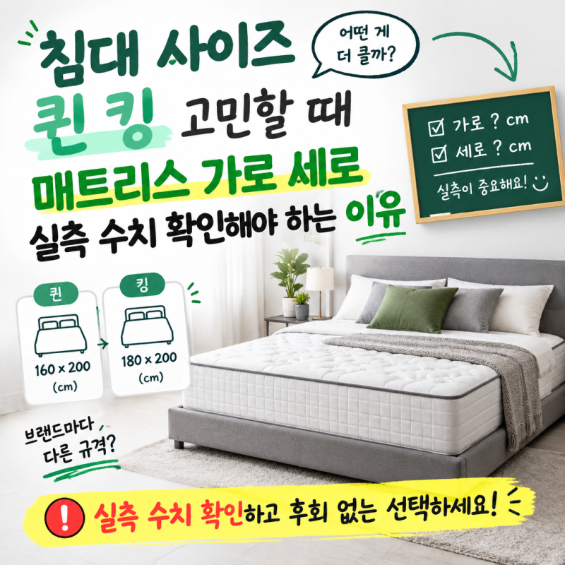 침대 매트리스 사이즈 크기 비교! 퀸 킹 라지킹 브랜드별 규격 체크