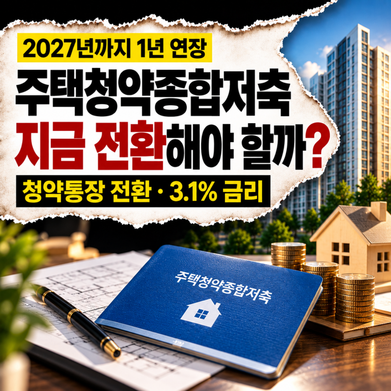 주택청약종합저축 전환 기간 2027년 연장, 청약통장 전환 방법·3.1% 금리