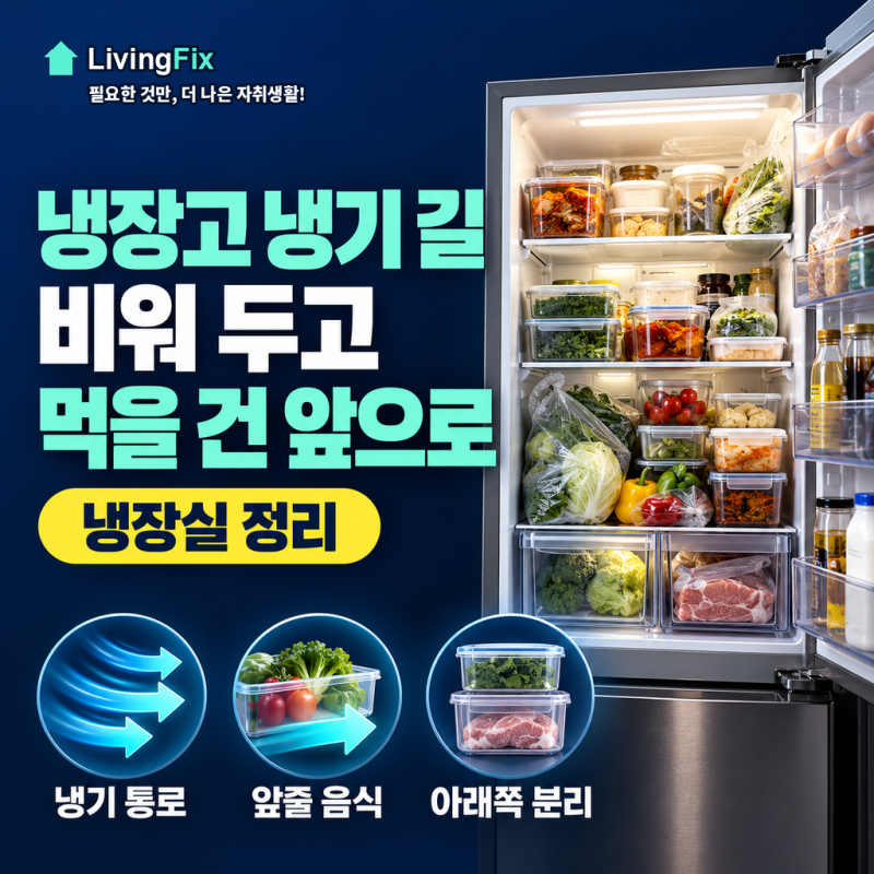 냉장고 정리법, 냉기 길과 먹는 순서로 나눌까