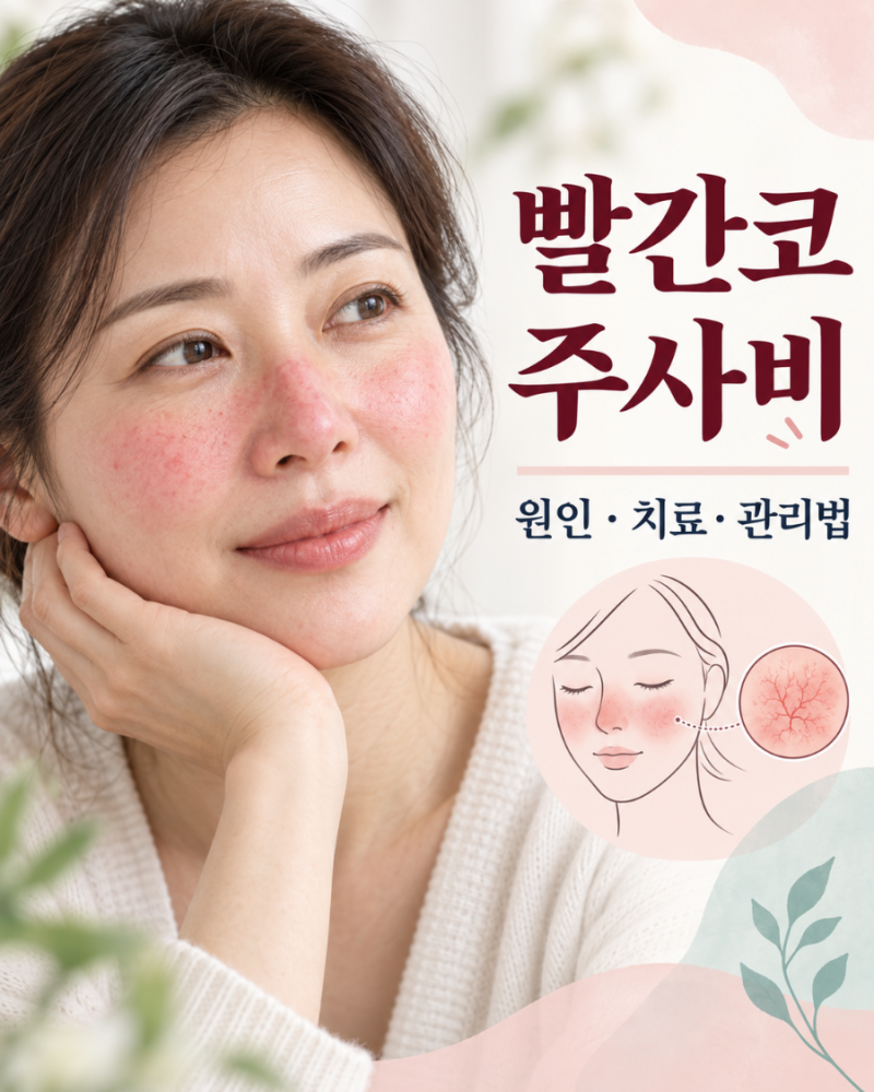 빨간코 주사비 원인과 치료법 / 얼굴 홍조.실핏줄 관리방법