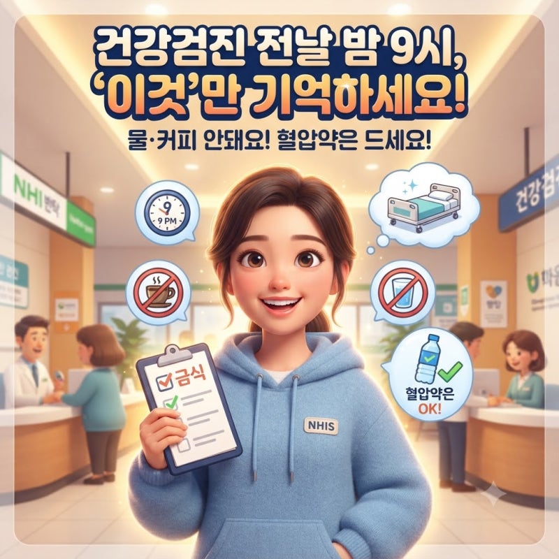 건강검진 전 금식 시간 식사 물 커피 혈압약 주의사항