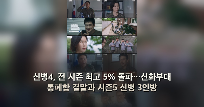 신병4, 전 시즌 최고 5% 돌파…신화부대 통폐합 결말과 시즌5 신병 3인방