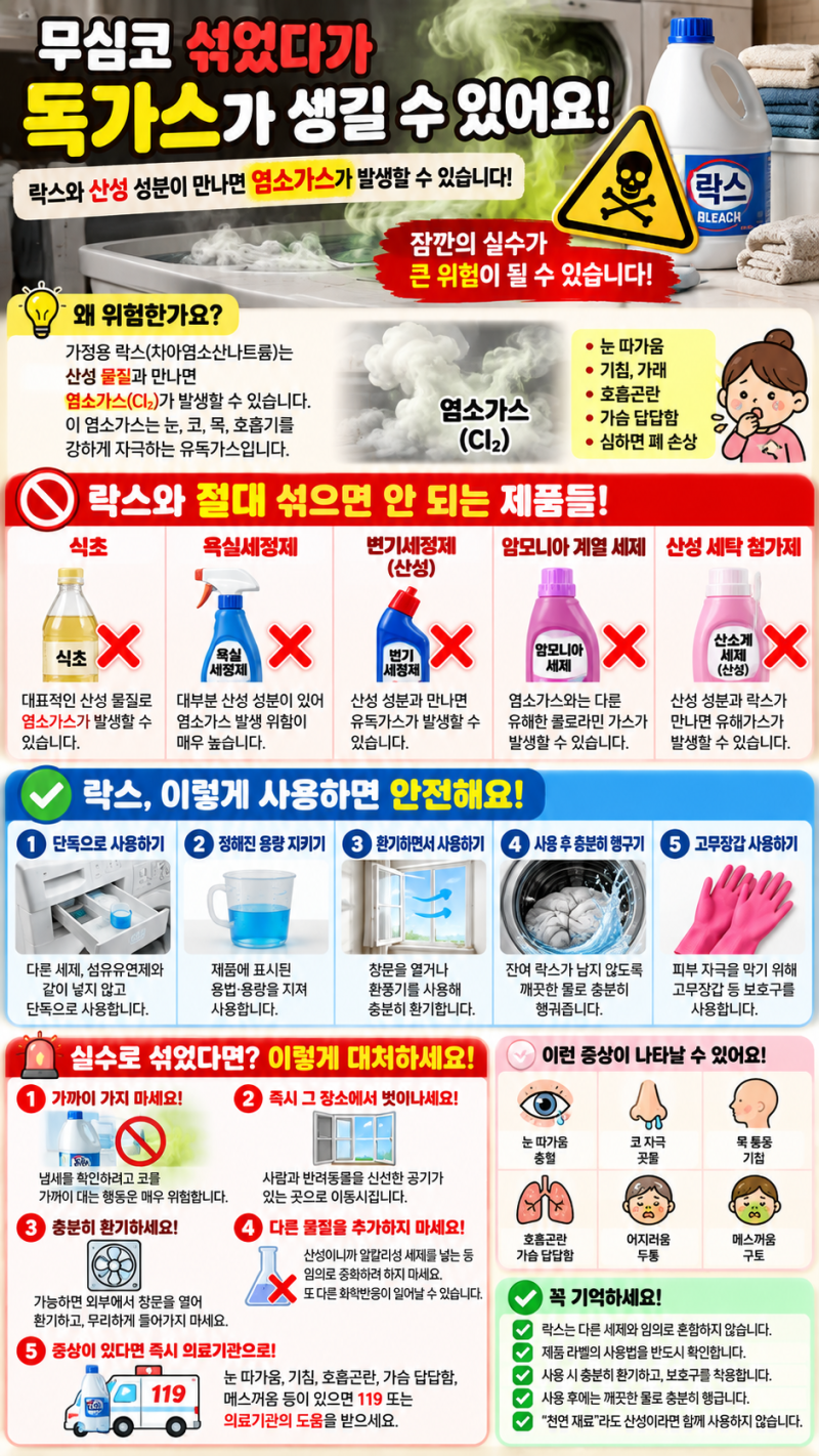 가정에서 흔하게 사용하는 "락스" 얼마나 위험한지 알고 계시나요 ?