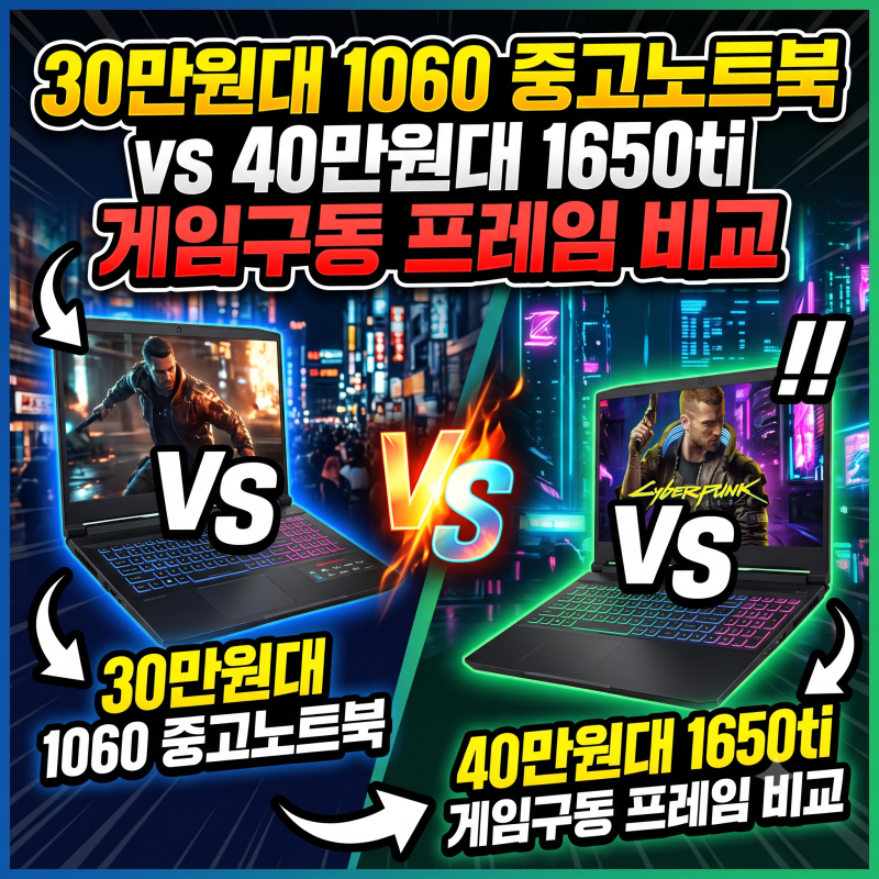 중고노트북 추천 30만원대 1060 vs 40만원대 1650ti | 게임구동 프레임 비교