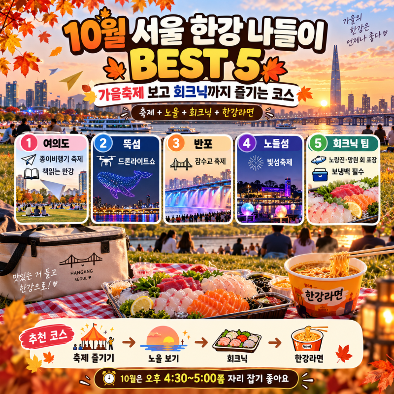 10월 서울 한강 나들이 BEST 5! 가을축제 보고 회크닉까지 즐기는 코스