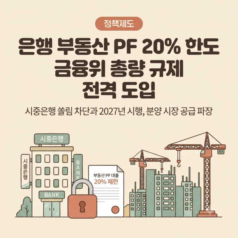 은행 PF 대출 총량 20%로 묶는다! 금융위 부동산 PF 한도제 전격 도입과 분양 시장·건설사 파장....