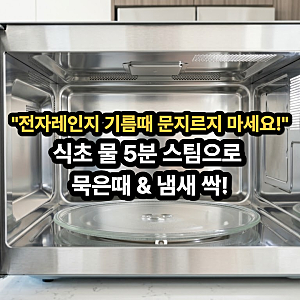전자레인지 청소 방법 5분 만에 내부 기름때 찌꺼기 냄새 제거 식초 스팀 꿀팁
