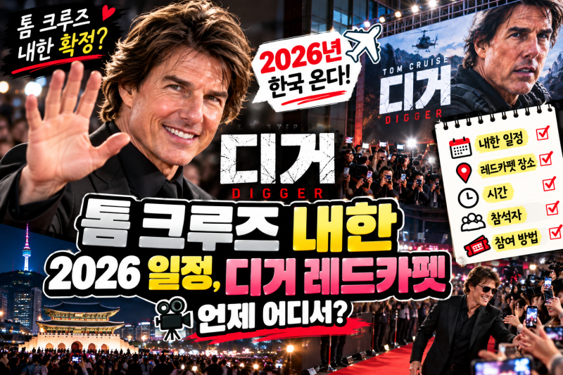 톰 크루즈 내한 2026 일정, 디거 레드카펫 언제 어디서?