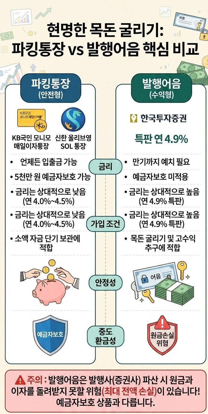 여유 자금 굴리기 총정리!파킹통장비교(KB,신한)부터연4,9%한국투자증권 특판 발행어음 완벽 ....
