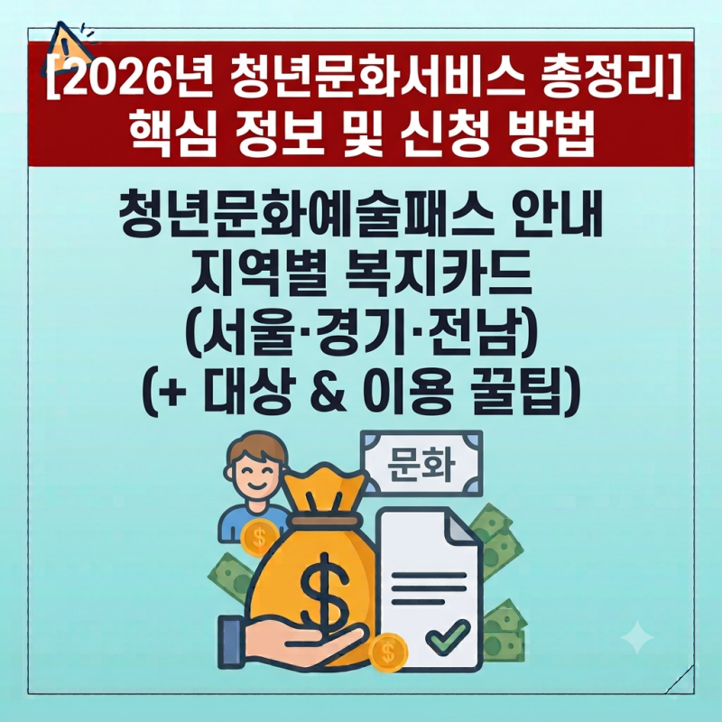 [2026년 청년문화예술패스 및 지역별 청년문화복지카드 신청 방법 총정리 (서울·경기·전남)]