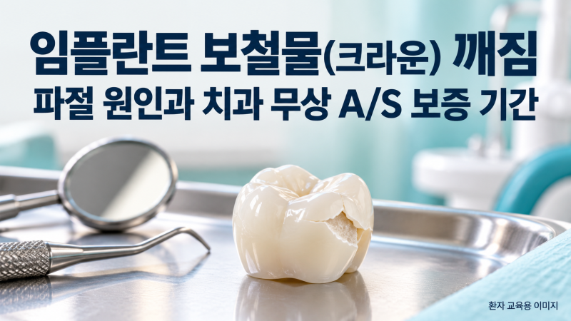 임플란트 보철물(크라운) 깨짐 파절 원인과 치과 무상 A/S 보증 기간