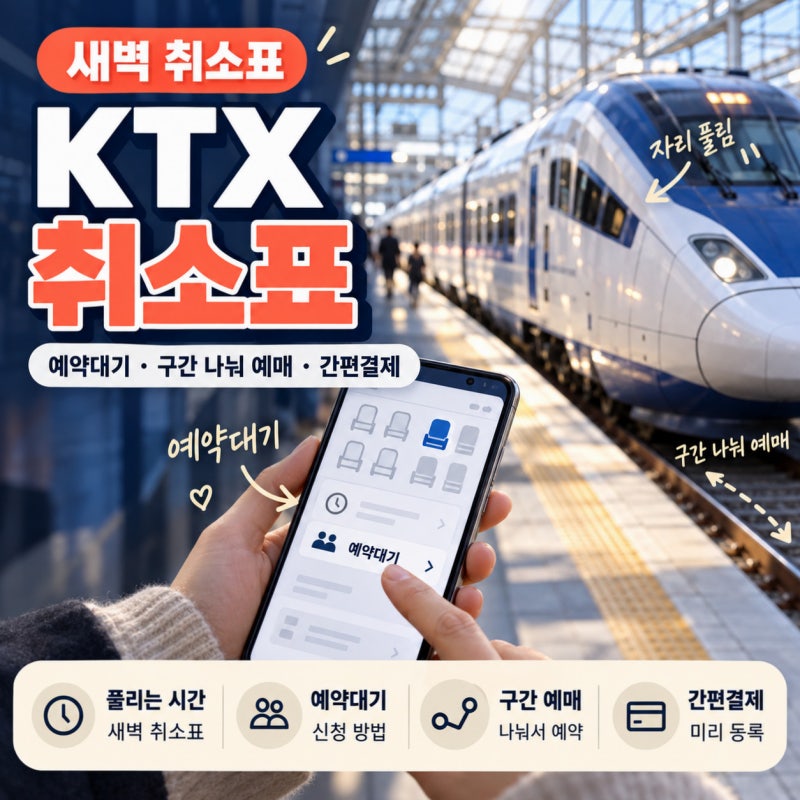 KTX 취소표 풀리는 시간과 예약대기 신청법 (+새벽 취소표, 구간 나눠 예매, 간편결제 등록)
