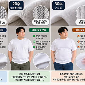 빅사이즈 남자 무지 반팔티 고르는 방법｜두께·면수·넥라인·원단까지 제대로 알아보기
