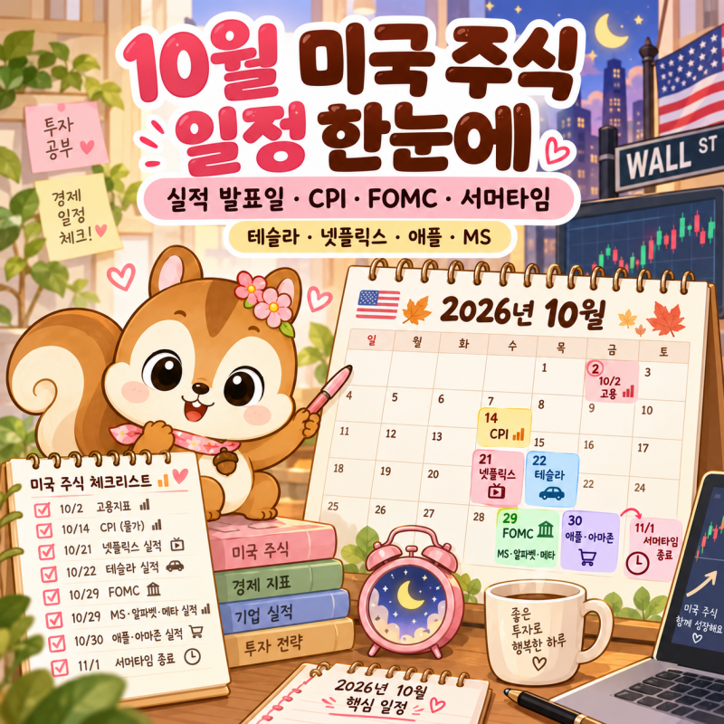 10월 미국 주식 일정 한눈에: 테슬라·넷플릭스·애플·MS 3분기 실적 발표일 한국시간, CPI·FOMC ....