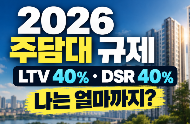 2026 주택담보대출 규제 총정리｜LTV 40%·DSR 40%·주담대 6억 한도 계산법