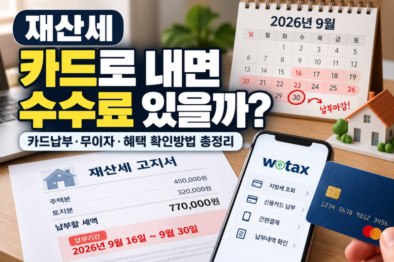 재산세 카드로 내면 수수료 있을까?｜카드납부·무이자·혜택 확인방법 총정리