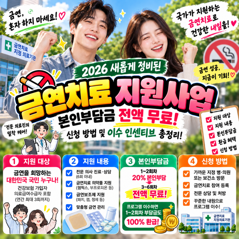 2026년 새롭게 정비된 금연 혜택 총정리! 금연치료 지원사업 신청 방법 및 이수 인센티브