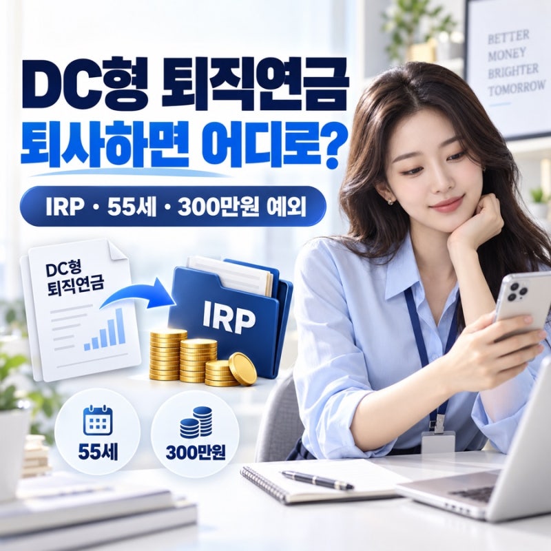 “DC형 퇴직연금, 퇴사하면 내 통장으로 바로 들어올까?” IRP로 받는 이유와 55세·300만원 예....