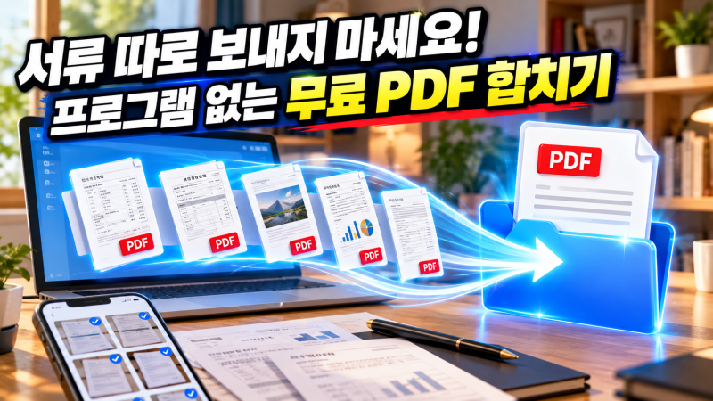 "따로따로 보내지 말고 하나로 묶으세요!" 405060을 위한 프로그램 설치 없는 무료 PDF 파일 합....