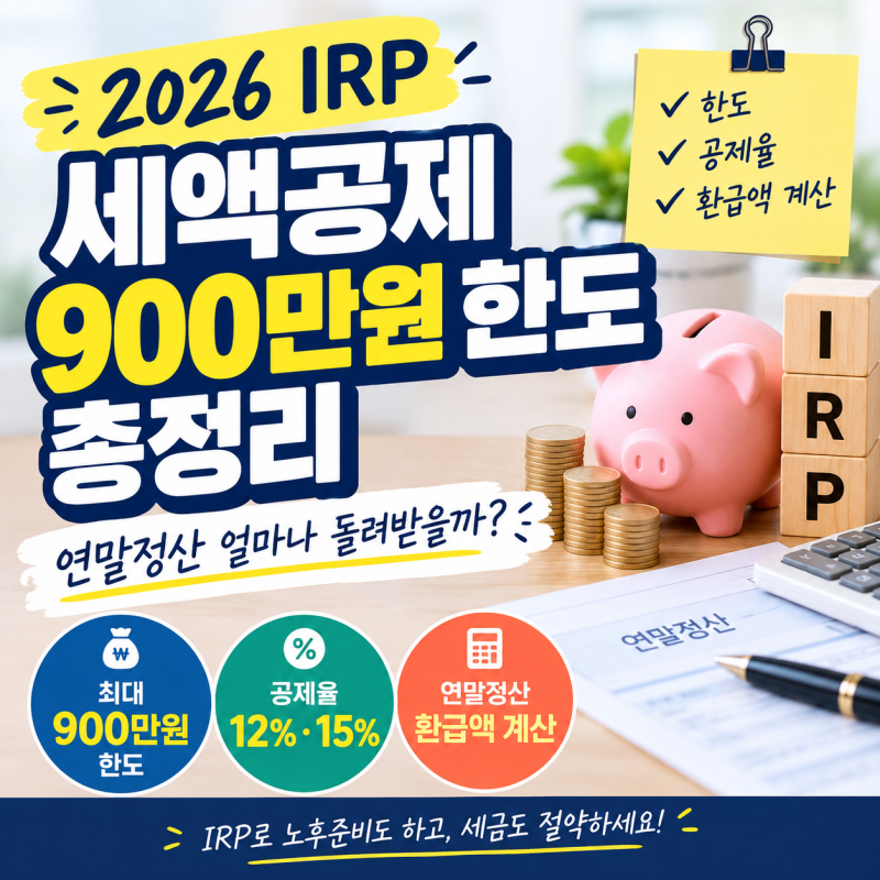 2026 IRP 세액공제 총정리｜연말정산 한도와 환급액 계산