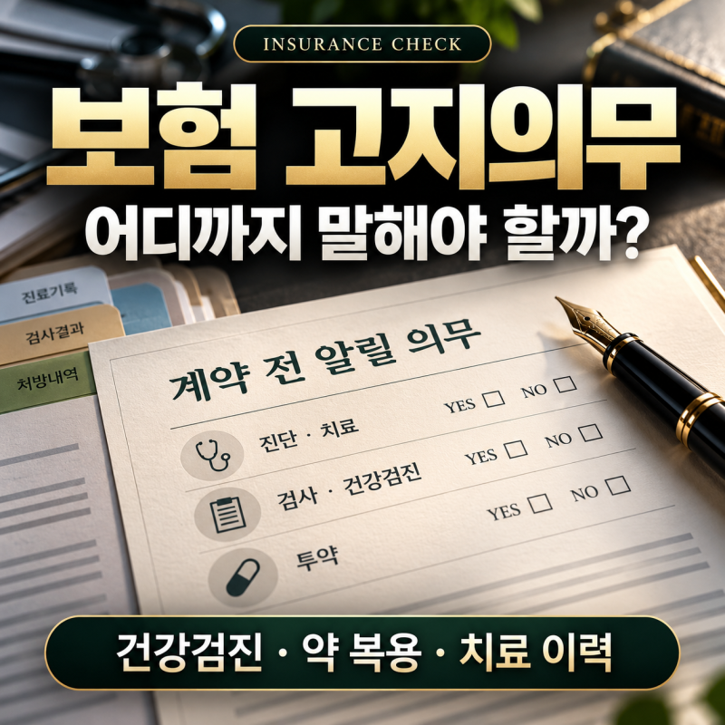보험에서 ‘고지의무’는 어디까지 알려야 할까요? 건강검진·약 복용·치료 이력 때문에 보....