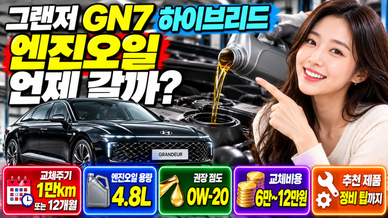 그랜저 GN7 하이브리드 엔진오일 교체주기는? 용량·점도·교체비용까지