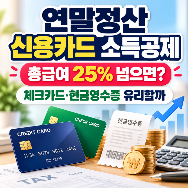 연말정산 신용카드 소득공제, 총급여 25% 넘으면 체크카드·현금영수증이 유리할까?