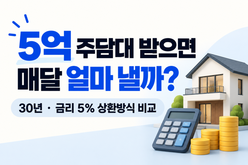 주택담보대출 5억 받으면 한 달에 얼마? 원리금균등·원금균등·체증식 비교