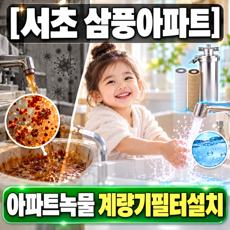 수도배관청소 서초 삼풍아파트 녹물, 샤워기필터보다 계량기필터가 필요한 이유