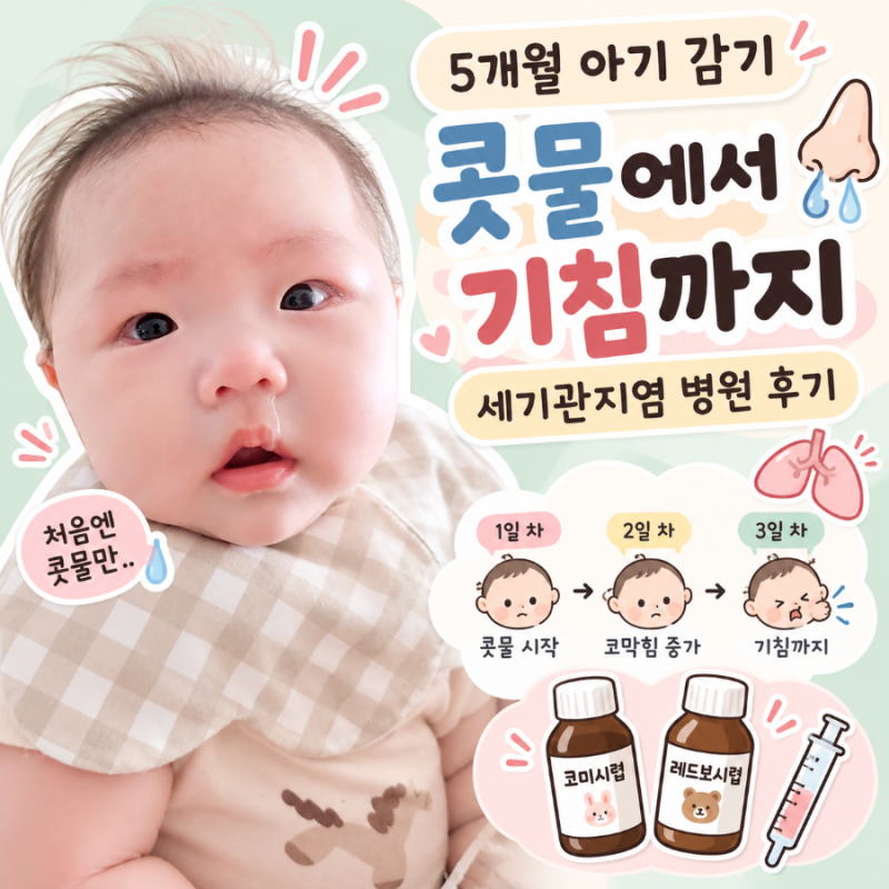 5개월 아기 감기 증상 콧물에서 기침까지 세기관지염 병원 후기