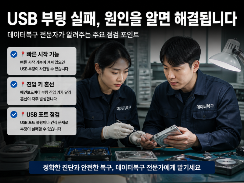 윈도우 재설치 방법 및 USB 부팅 실패 원인