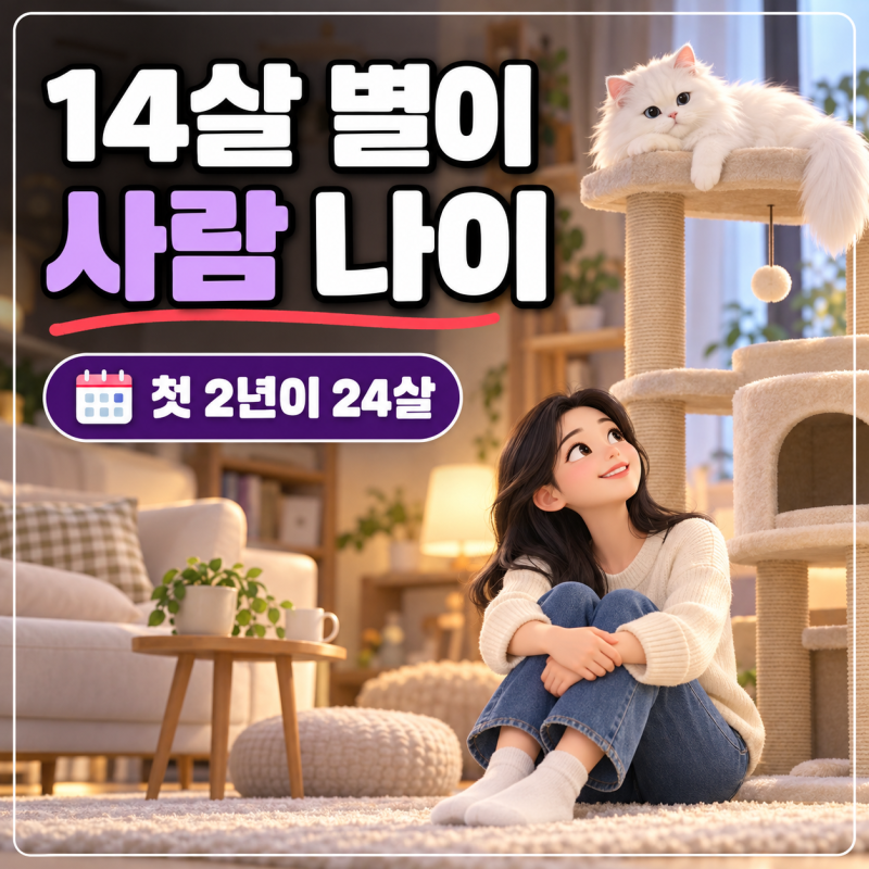 고양이 나이 사람 나이 계산, 14살 별이는 몇 살일까