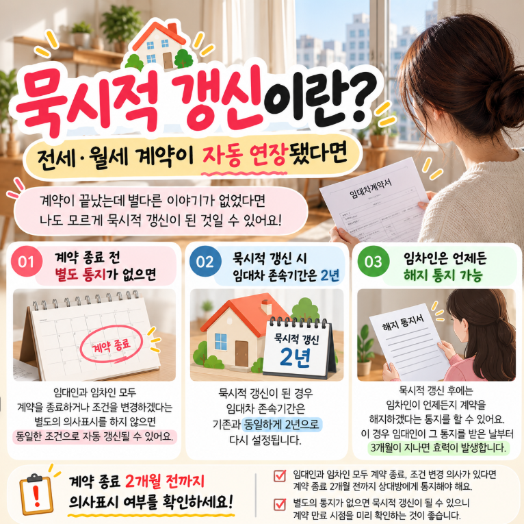 묵시적 갱신이란?｜전세·월세 계약이 자동 연장됐다면 꼭 알아둘 것