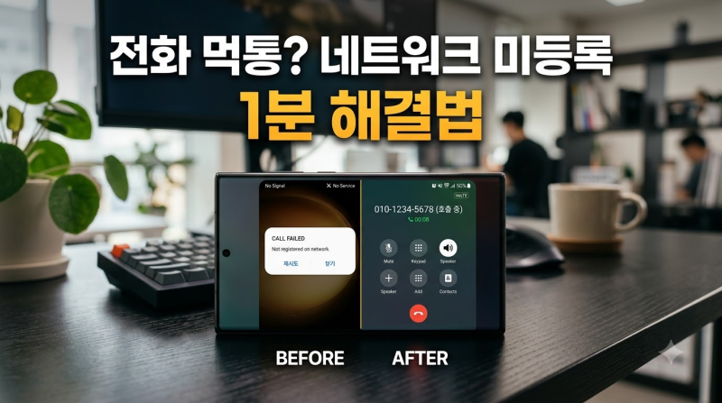 "갑자기 전화가 안 걸린다고?" 갤럭시 '네트워크에 등록되어 있지 않습니다' 1분 해결법: 유심....