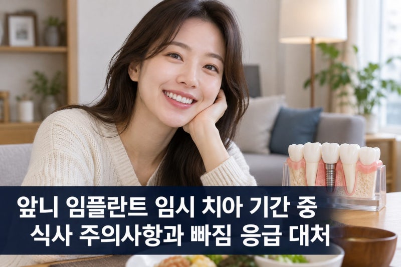 앞니 임플란트 임시 치아 기간 중 식사 주의사항과 빠짐 응급 대처