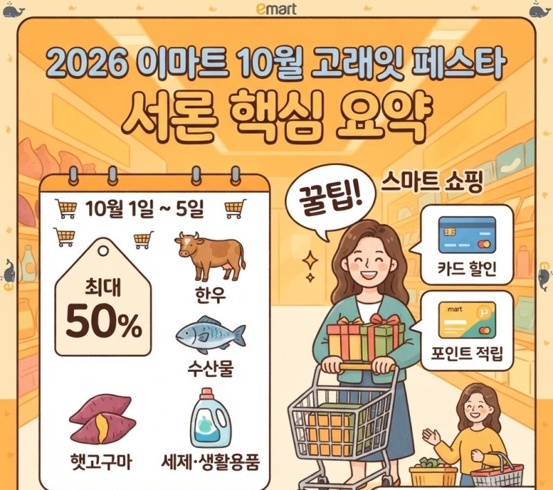 2026 이마트 10월 고래잇 페스타 기간, 할인 품목, 1+1 장보기 꿀팁 총정리