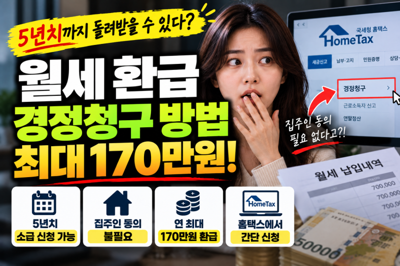 월세 환급 경정청구 방법 2026 — 집주인 동의 없이 5년치 돌려받는 법
