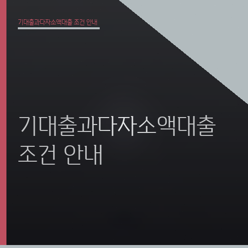 기대출과다자소액대출 조건 안내